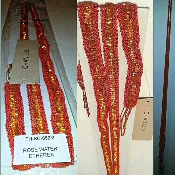 CHAN LUU Wrap Necklace RARE Skinny Scarf HOLIDAY Luxury Statement Christmas NYE - Picture 3 of 4